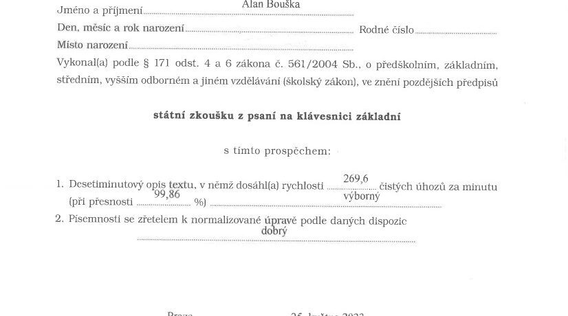 PEK – Státní zkouška z kancelářského psaní na klávesnici