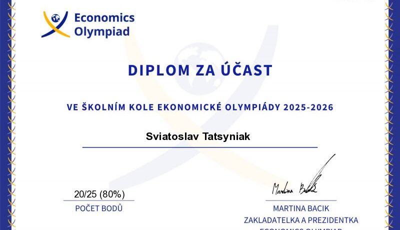 Školní kolo Ekonomické olympiády